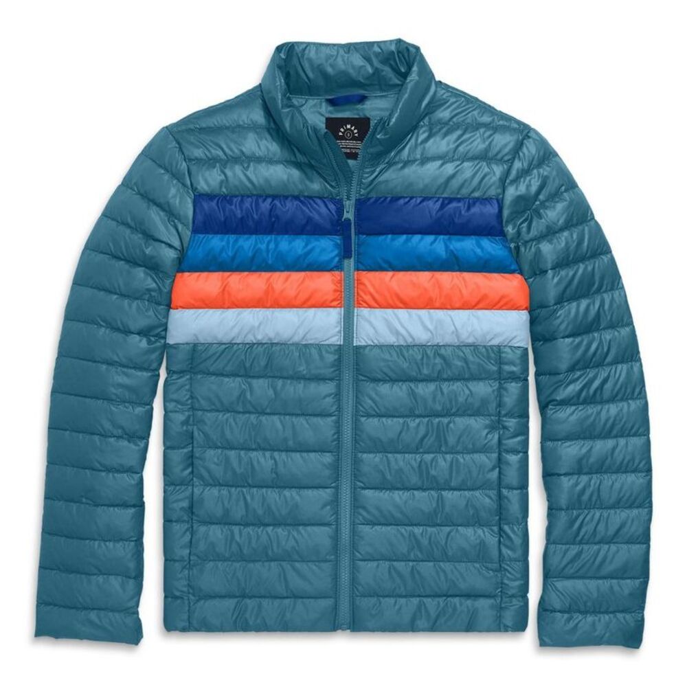 Adult Puffer Jacket In Stripe (Unisex Fit) in Slate Blue Large Size